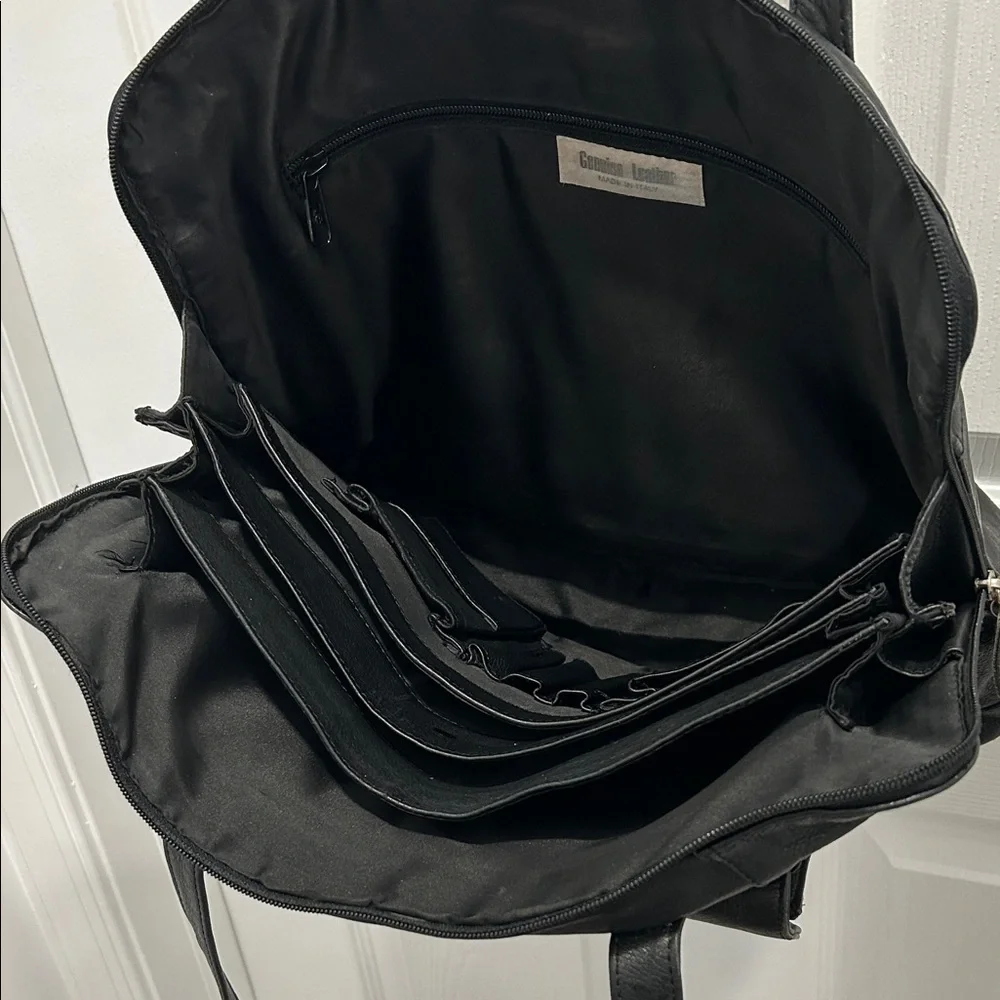Elegant Black Leather Laptop Bag for Men